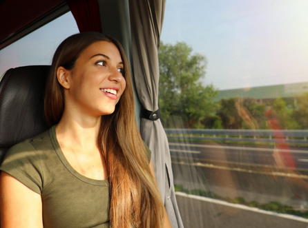 Female travelling on coach