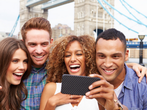 Group of Friends taking selfie London